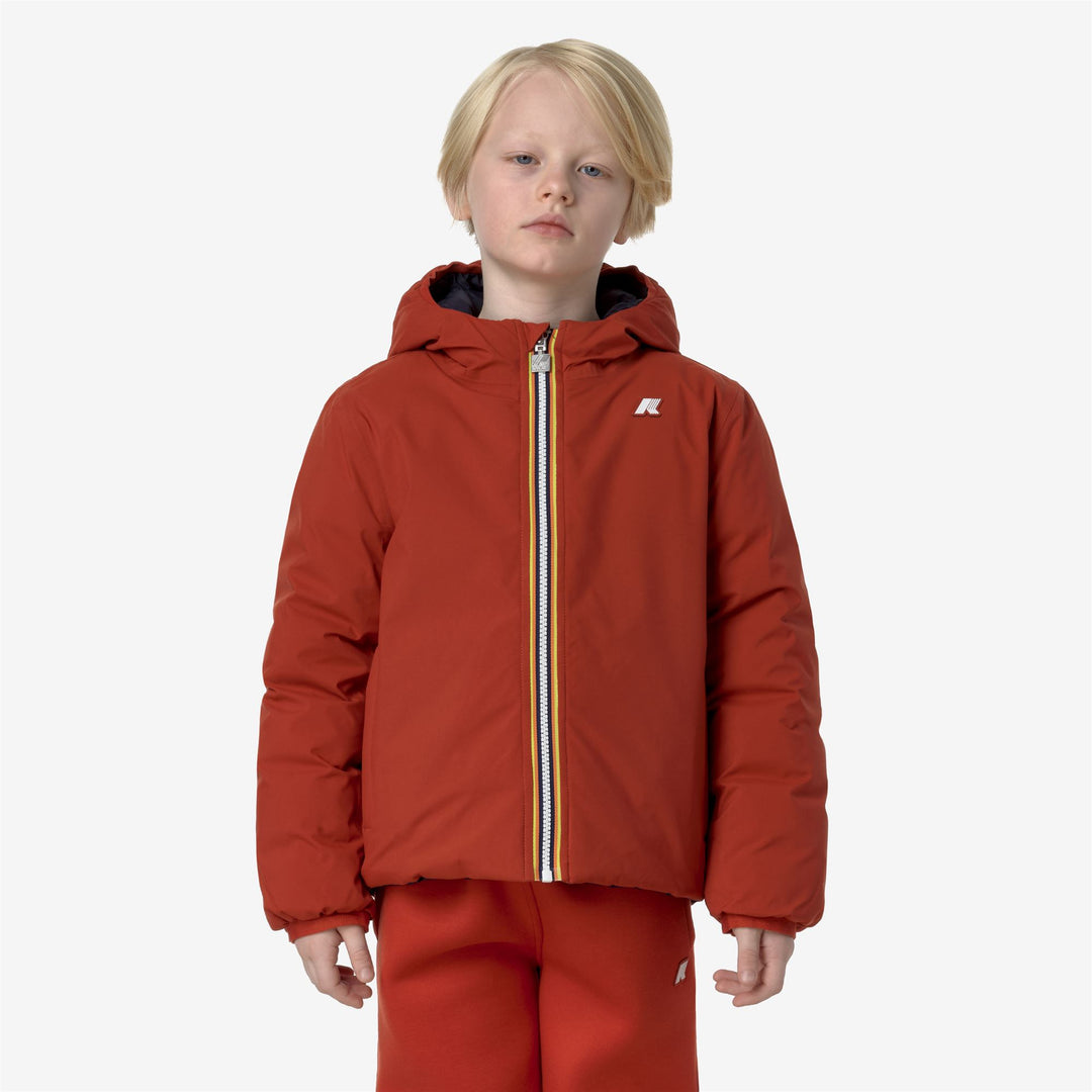 Jackets Boy P. JACK ST THERMO DOUBLE Short RED POMPEIAN - BLUE DEPTH Dressed Back (jpg Rgb)		