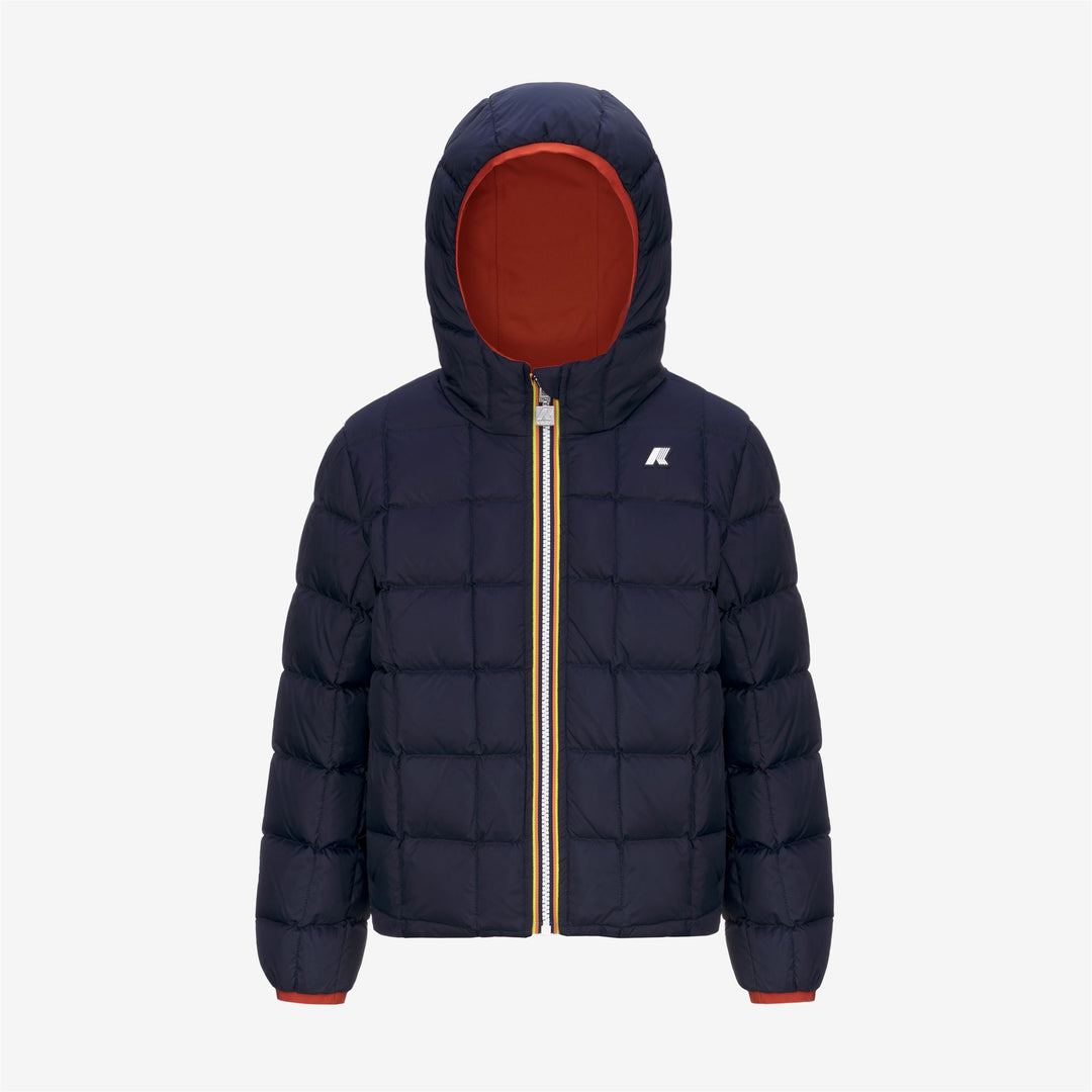 Jackets Boy P. JACK ST THERMO DOUBLE Short RED POMPEIAN - BLUE DEPTH Dressed Front (jpg Rgb)	