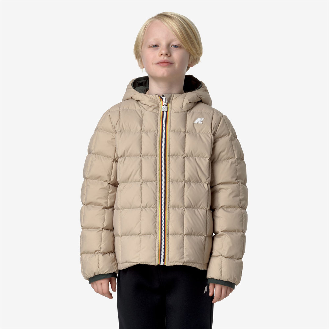 Jackets Boy P. JACK ST THERMO DOUBLE Short GREEN B-BEIGE G Detail Double				