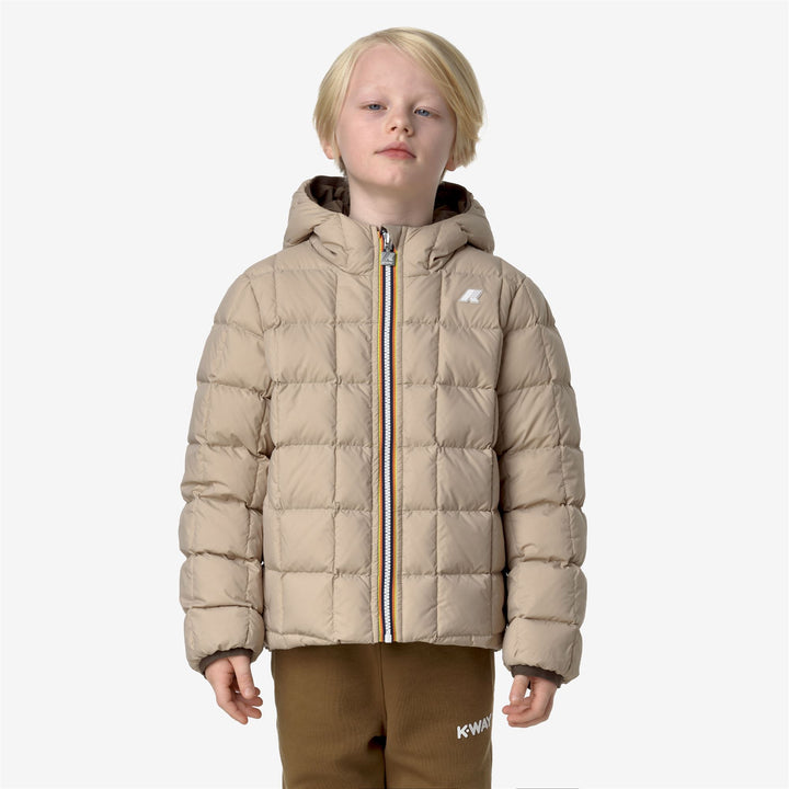 Jackets Boy P. JACK ST THERMO DOUBLE Short BROWN GREENISH - BEIGE GREY Detail Double				