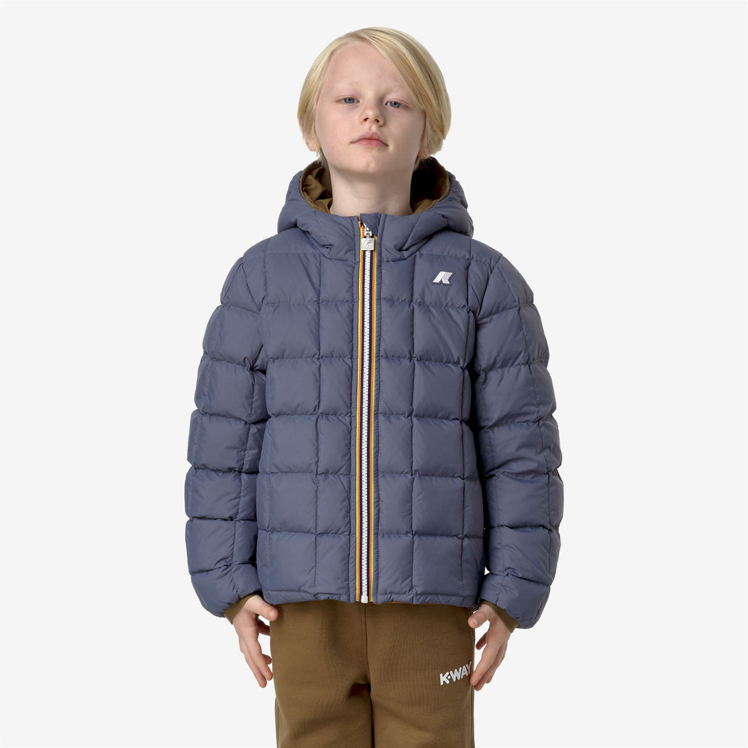 Jackets Boy P. JACK ST THERMO DOUBLE Short BROWN CORDA - GREY BLUE AVIO Detail Double				