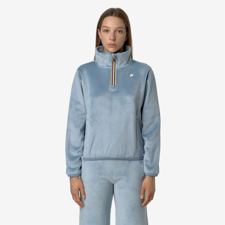 Fleece Woman VIV VELOUR POLAR Jacket BLUE A-BLUE A Dressed Back (jpg Rgb)		