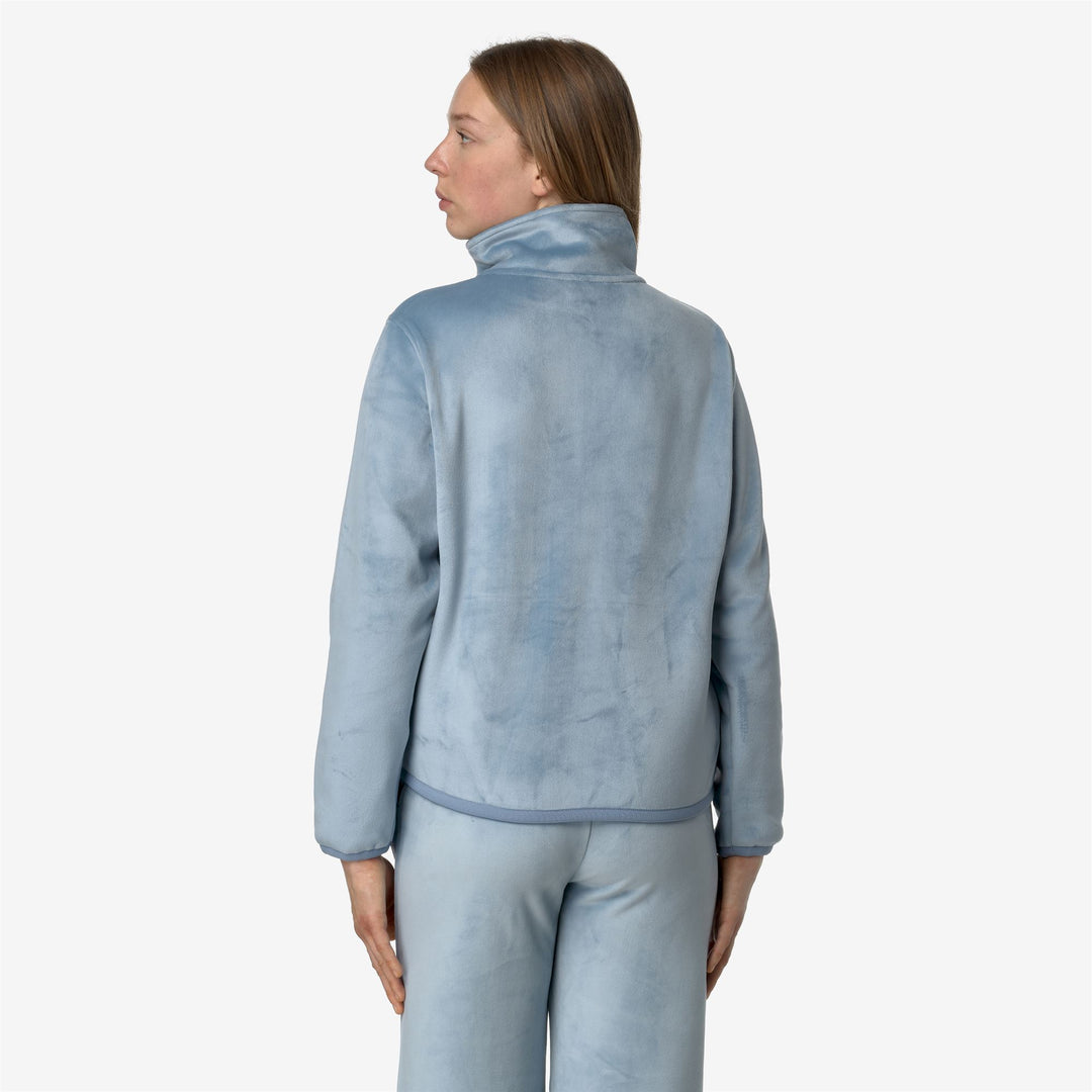 Fleece Woman VIV VELOUR POLAR Jacket BLUE A-BLUE A Dressed Front Double		