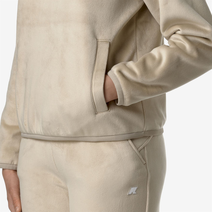 Fleece Woman VIV VELOUR POLAR Jacket BEIGE GREY-BEIGE GREY Detail Double				