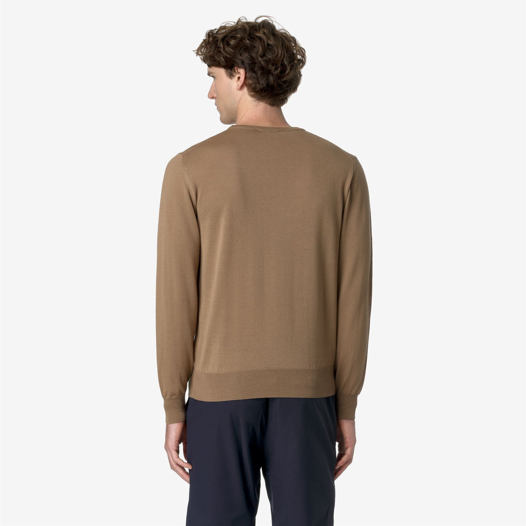 KNITWEAR Man SEBASTIEN MERINO Pull Over BROWN CARTOUCHE Dressed Front Double		