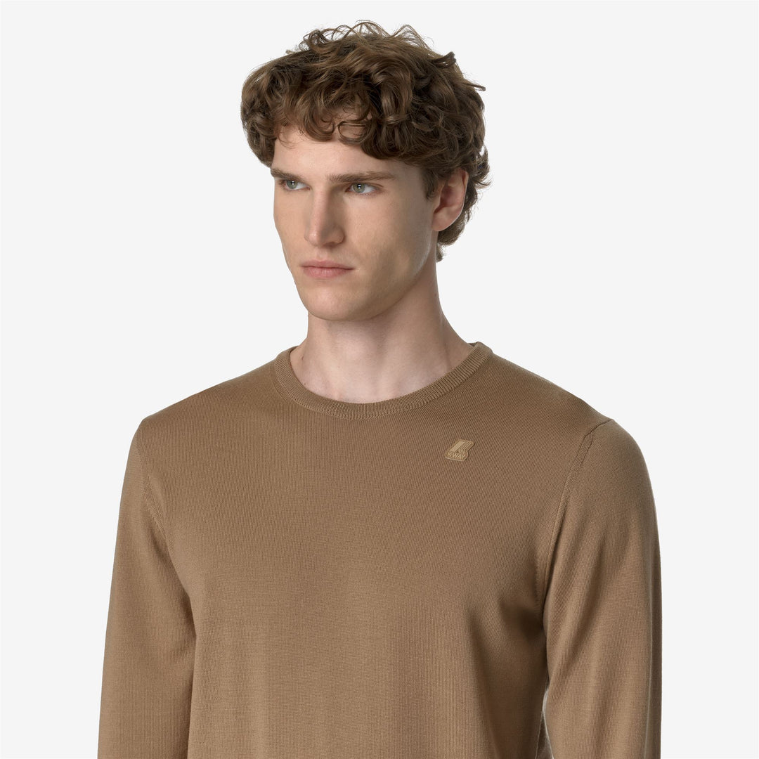 KNITWEAR Man SEBASTIEN MERINO Pull Over BROWN CARTOUCHE Detail Double				