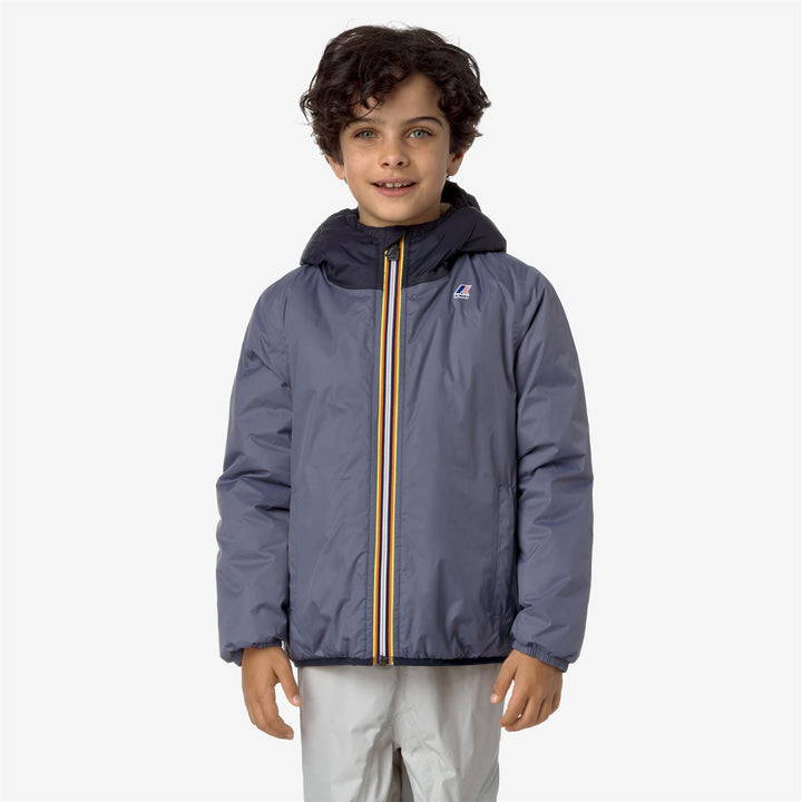 Jackets Kid unisex P. LE VRAI 3.0 CLAUDE ORSETTO Mid ECRU-GREY BLUE A-BLUE D Dressed Back (jpg Rgb)		