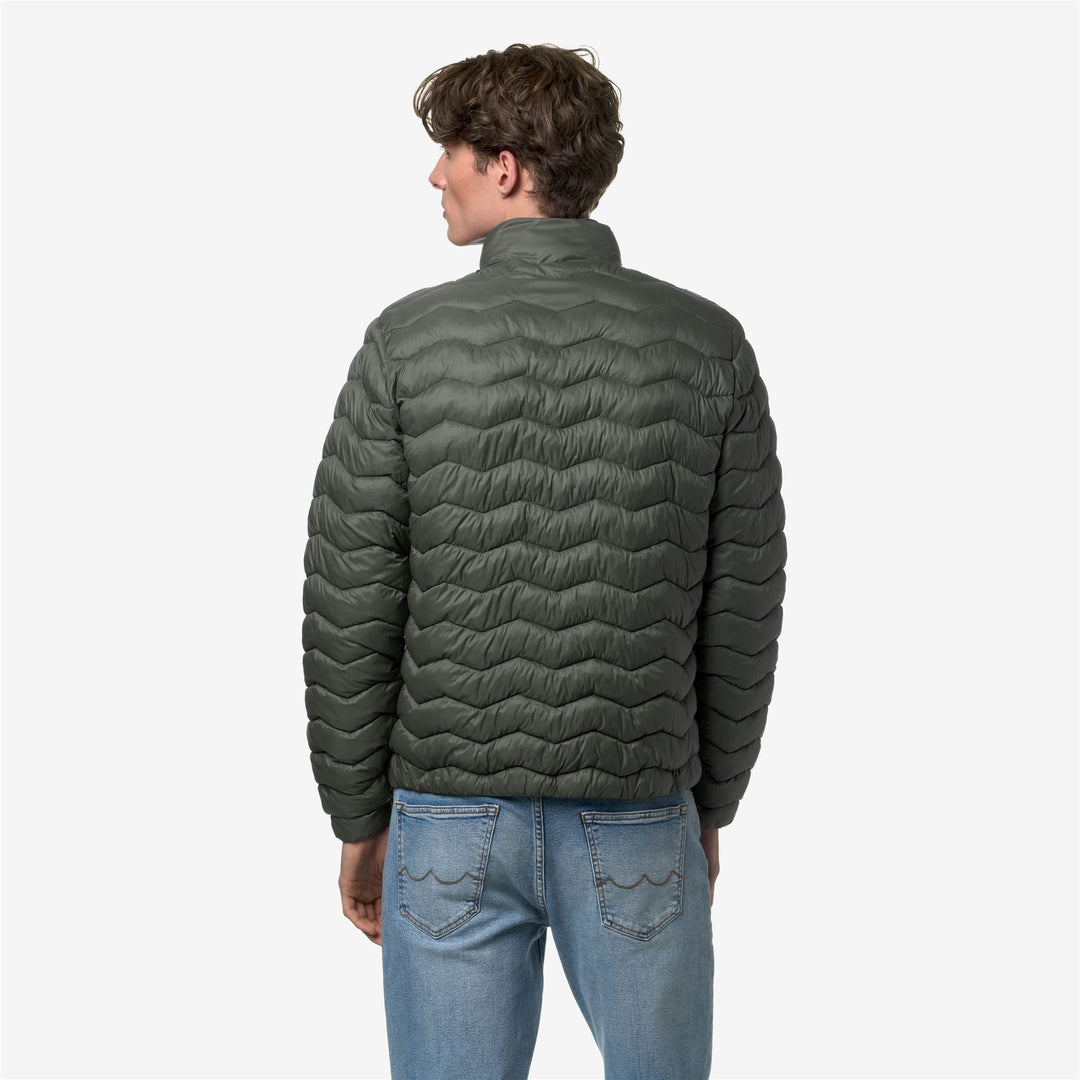 Jackets Man VALENTINE QUILTED WARM Short GREEN BLACKISH Dressed Front Double		