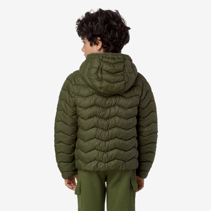 Jackets Boy P. JACK QUILTED WARM Short GREEN CYPRESS Dressed Front Double		