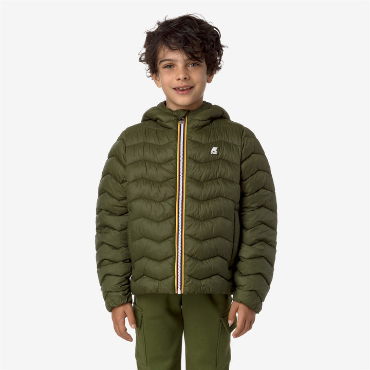 Jackets Boy P. JACK QUILTED WARM Short GREEN CYPRESS Dressed Back (jpg Rgb)		