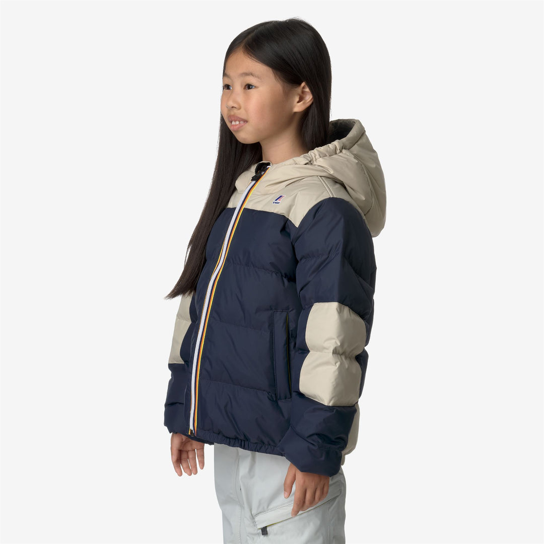 Jackets Kid unisex P. LE VRAI 3.0 CLAUDE HEAVY WARM Mid BLUE DEPTH - BEIGE GREY Detail (jpg Rgb)			