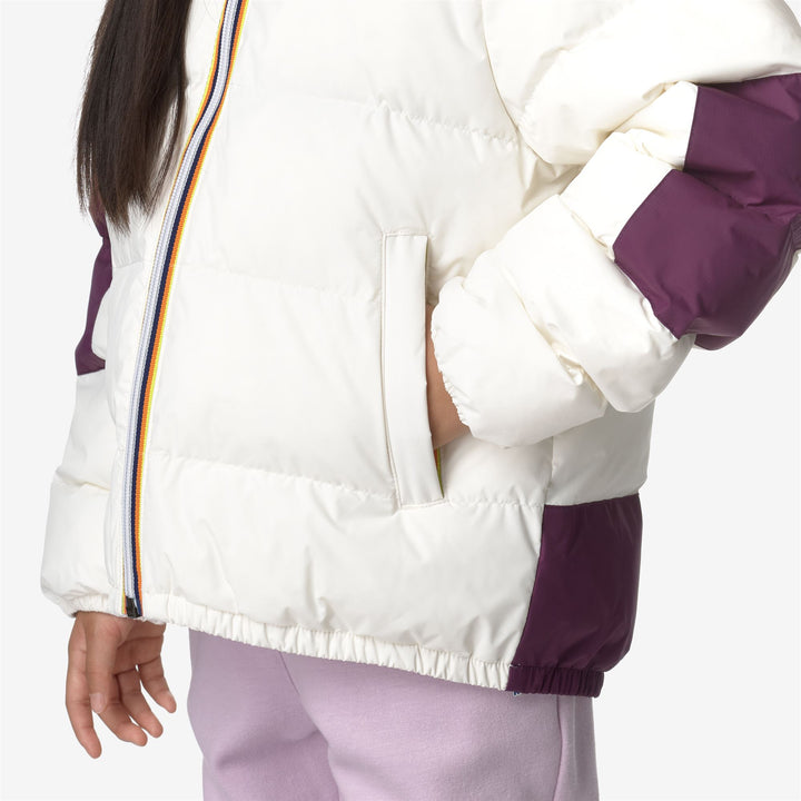 Jackets Kid unisex P. LE VRAI 3.0 CLAUDE HEAVY WARM Mid WHITE GARDENIA - VIOLET DK PURPLE Detail Double				