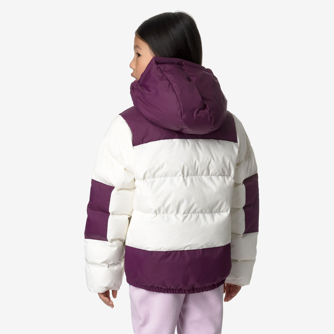 Jackets Kid unisex P. LE VRAI 3.0 CLAUDE HEAVY WARM Mid WHITE GARDENIA - VIOLET DK PURPLE Dressed Front Double		