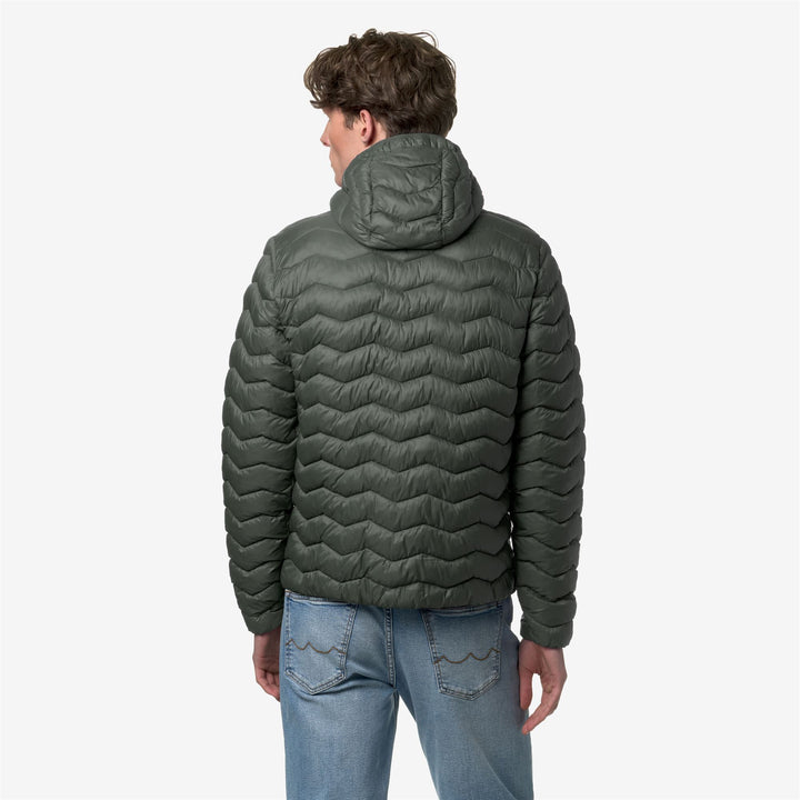 Jackets Man JACK QUILTED WARM Short GREEN BLACKISH Dressed Front Double		