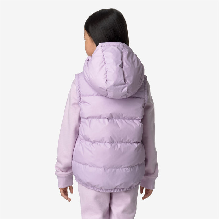 Jackets Kid unisex P. LE VRAI 3.0 ORLAN HEAVY WARM Vest VIOLET LT LILAC Dressed Front Double		