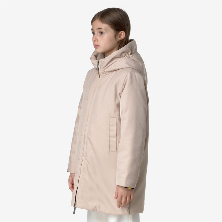 Jackets Girl P. OLLY TWILL FUR 3/4 LENGTH PINK TINT - NATURAL Detail (jpg Rgb)			