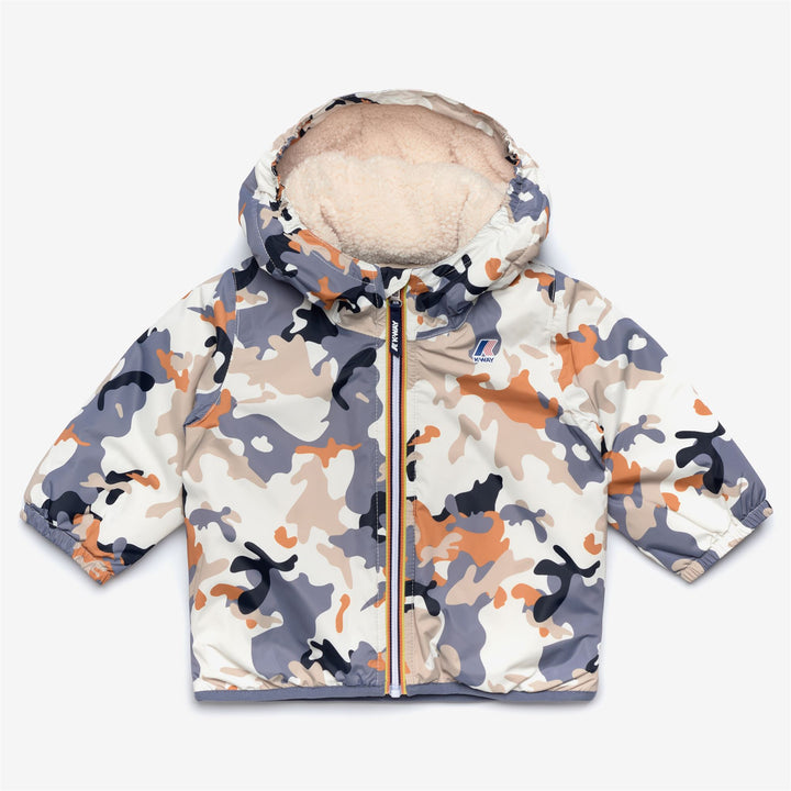 Jackets Kid unisex E. LE VRAI 3.0 CLAUDINE ORSETTO GRAPHIC Mid ECRU - CAMO BOY AVIO Photo (jpg Rgb)			