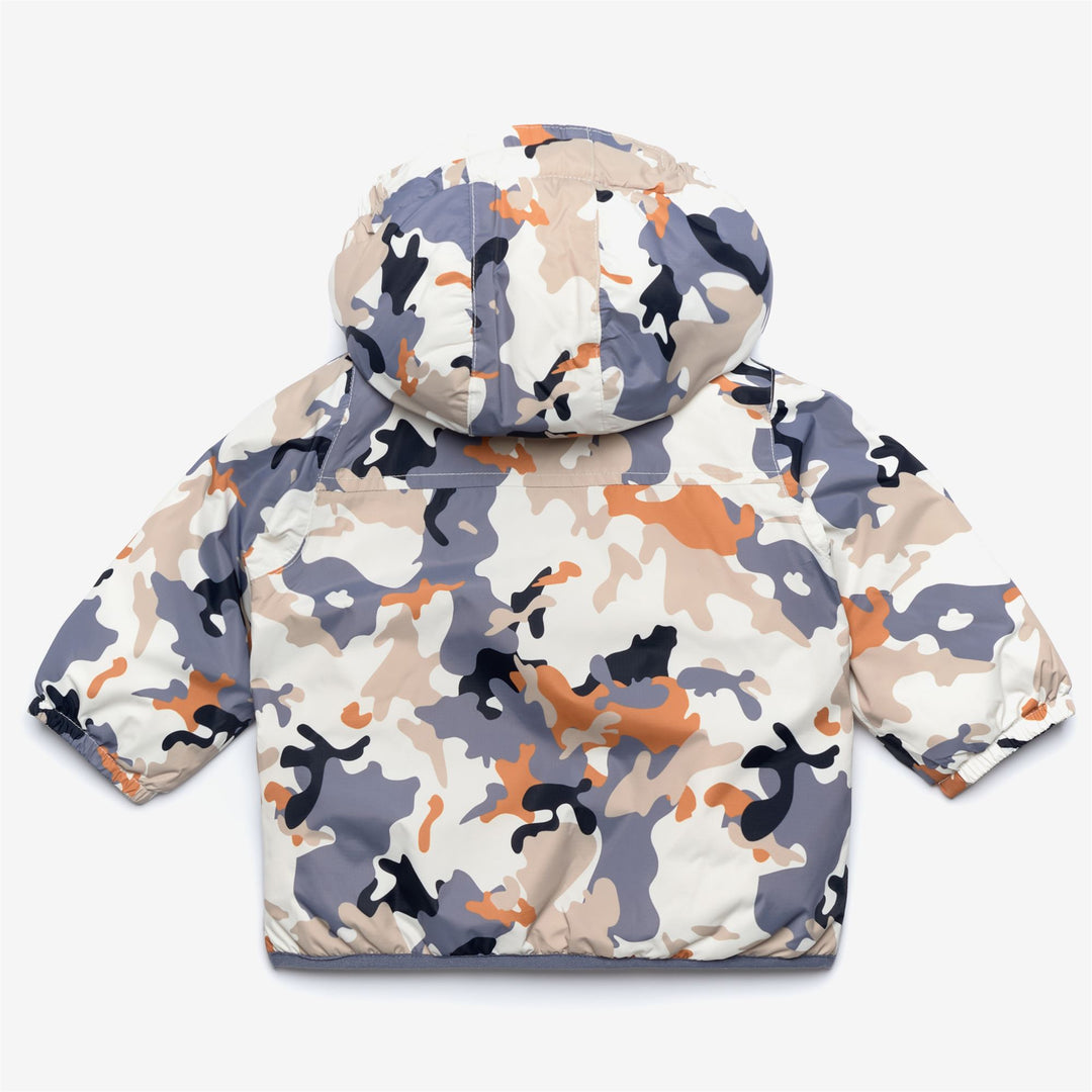 Jackets Kid unisex E. LE VRAI 3.0 CLAUDINE ORSETTO GRAPHIC Mid ECRU - CAMO BOY AVIO Dressed Front (jpg Rgb)	