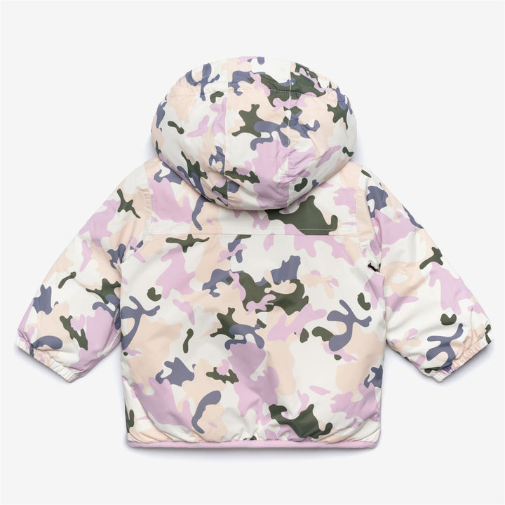 Jackets Kid unisex E. LE VRAI 3.0 CLAUDINE ORSETTO GRAPHIC Mid ECRU - CAMO GIRL PINK Dressed Front (jpg Rgb)	