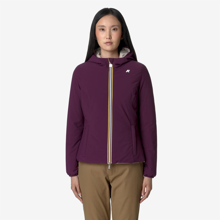 Jackets Woman LILY ST WARM REVERSIBLE Short VIOLET DK-BEIGE G Dressed Back (jpg Rgb)		