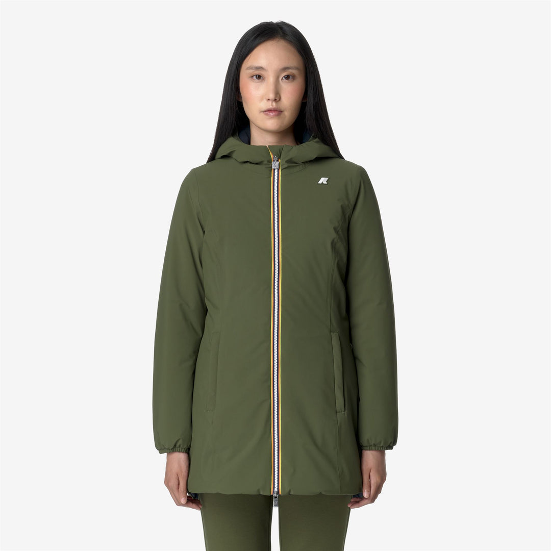 Jackets Woman DENISE ST WARM DOUBLE Mid GREEN C-BLUE D Dressed Back (jpg Rgb)		