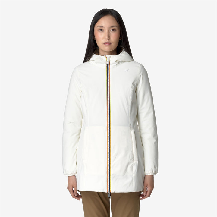 Jackets Woman DENISE ST WARM DOUBLE Mid WHITE G-BROWN C Dressed Back (jpg Rgb)		