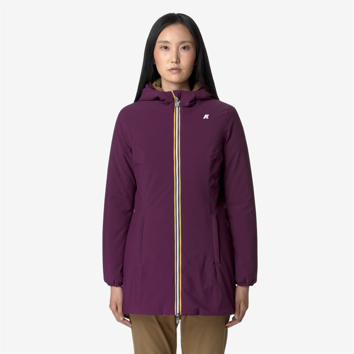 Jackets Woman DENISE ST WARM REVERSIBLE Mid VIOLET DK-BROWN C Dressed Back (jpg Rgb)		