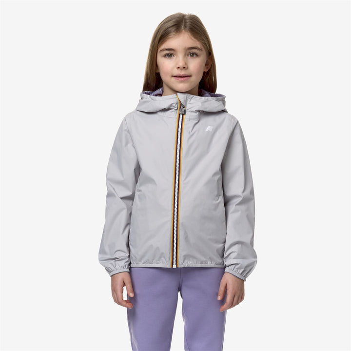 Jackets Girl P. LILY PLUS.2 REVERSIBLE Short GREY ASH - VIOLET GLICINE Dressed Back (jpg Rgb)		