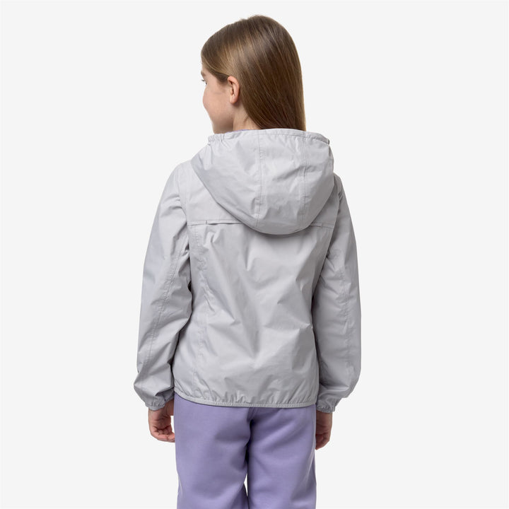 Jackets Girl P. LILY PLUS.2 REVERSIBLE Short GREY ASH - VIOLET GLICINE Dressed Front Double		