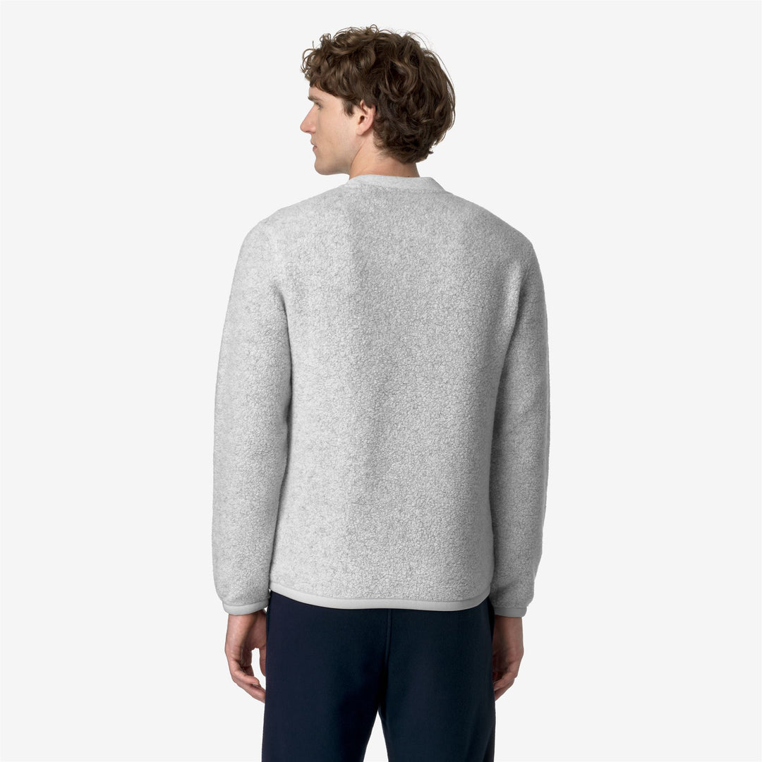 Fleece Man EROUND WOOL FLEECE Pull Over LT GREY MEL Dressed Front Double		