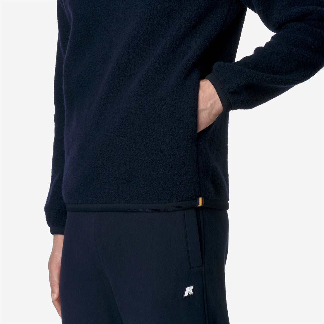 Fleece Man EROUND WOOL FLEECE Pull Over BLUE DEPTH Detail Double				