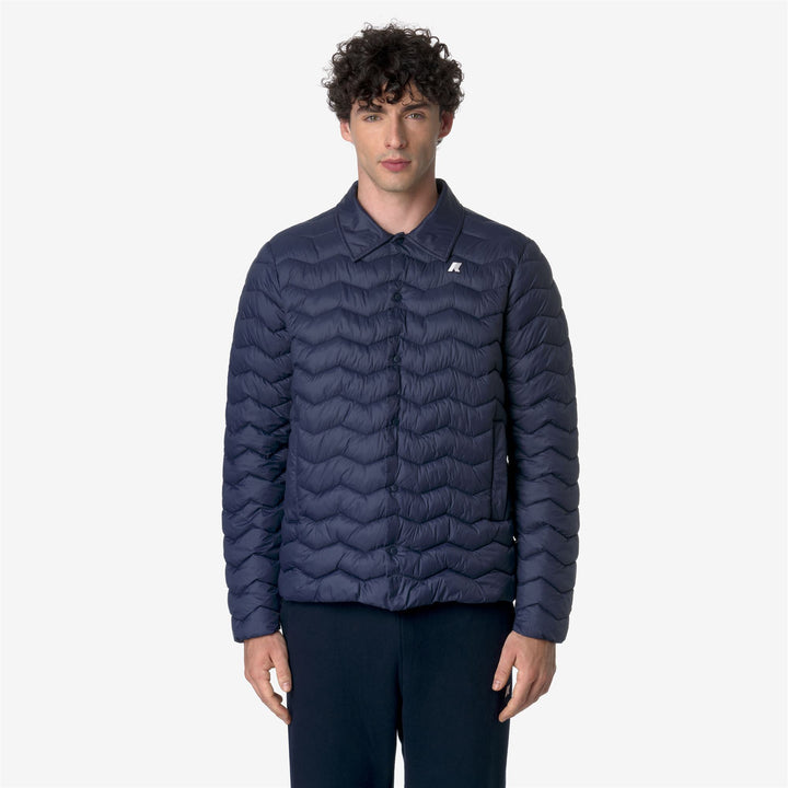 Jackets Man BRUNO QUILTED WARM Short BLUE DEPTH Dressed Back (jpg Rgb)		