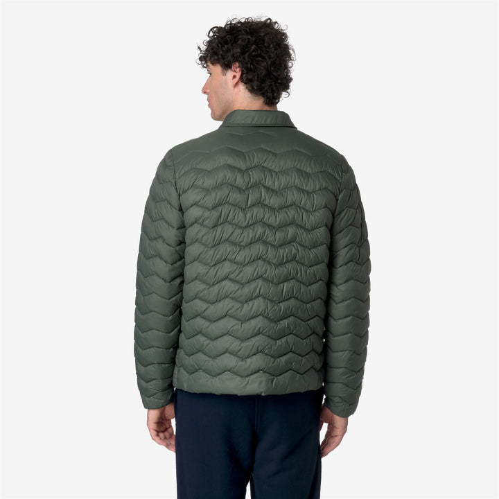 Jackets Man BRUNO QUILTED WARM Short GREEN BLACKISH Dressed Front Double		