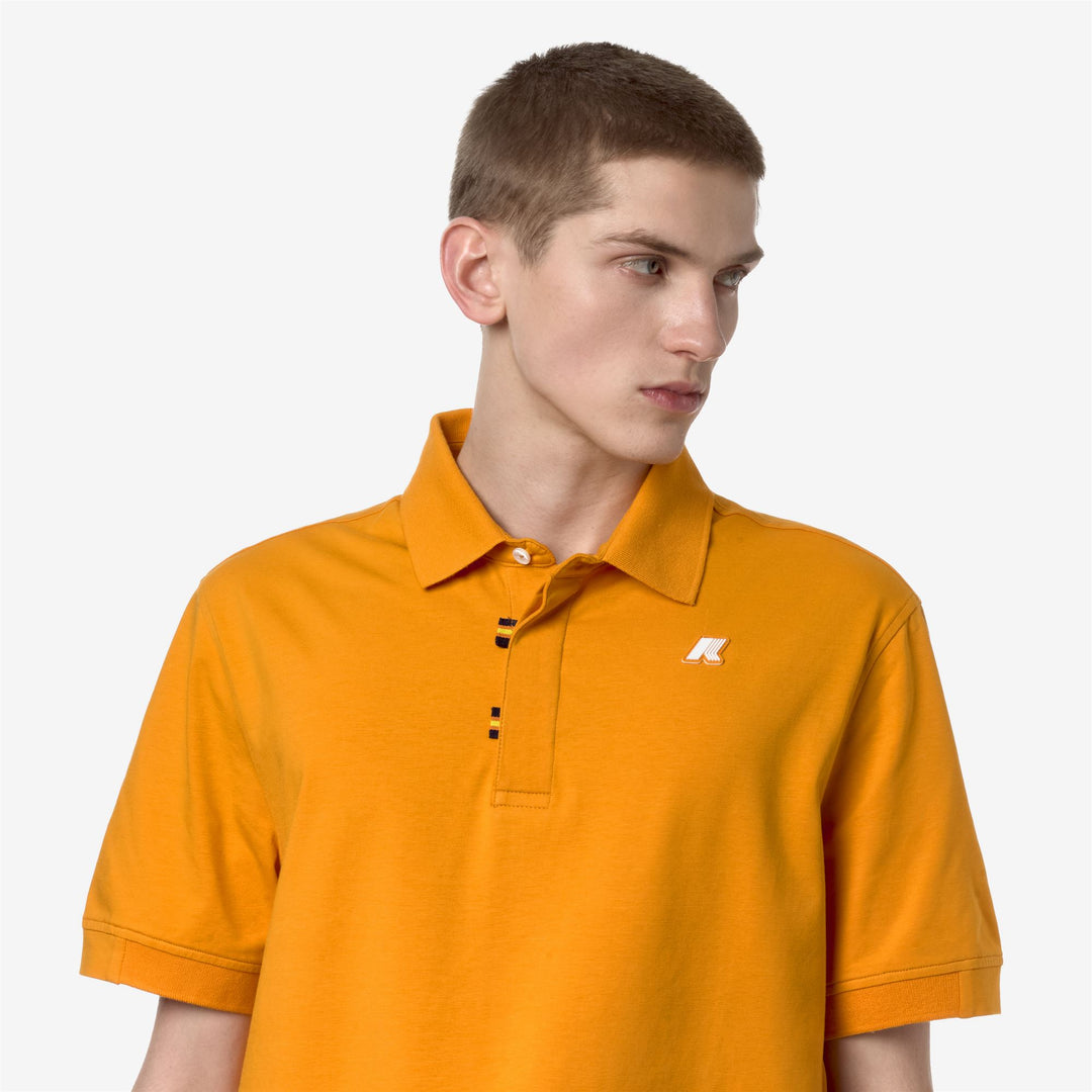 Polo Shirts Man ALDERIC STRETCH JERSEY Polo ORANGE MD Detail Double				