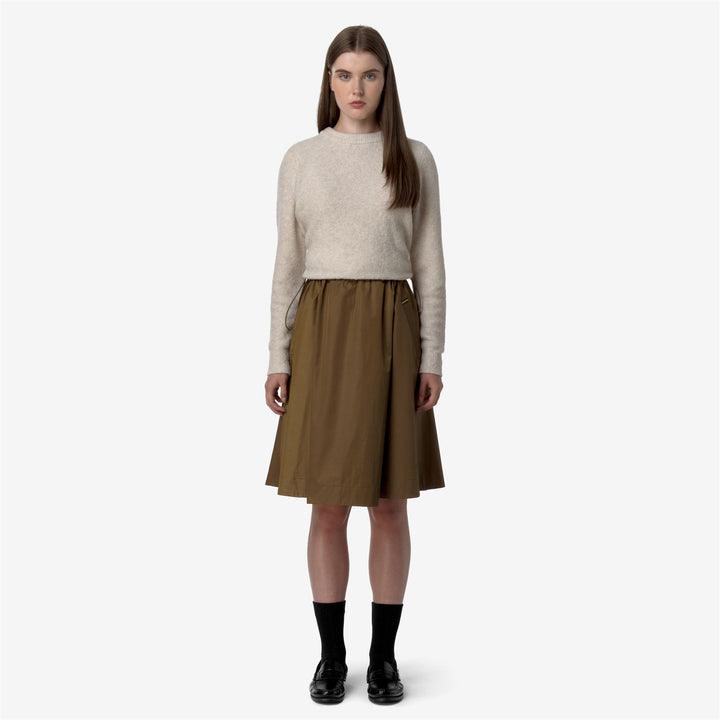 Skirts Woman GAELA SATIN Longuette BROWN CORDA Dressed Back (jpg Rgb)		