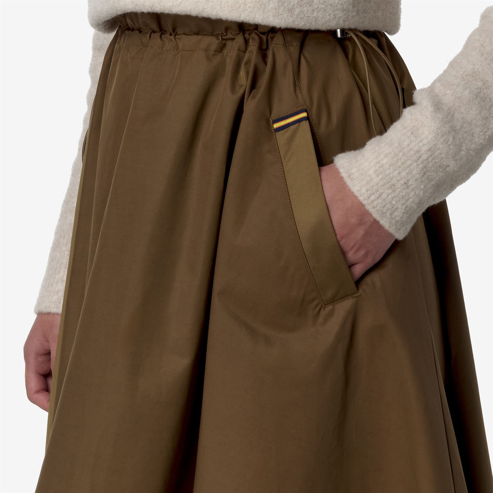 Skirts Woman GAELA SATIN Longuette BROWN CORDA Detail Double				