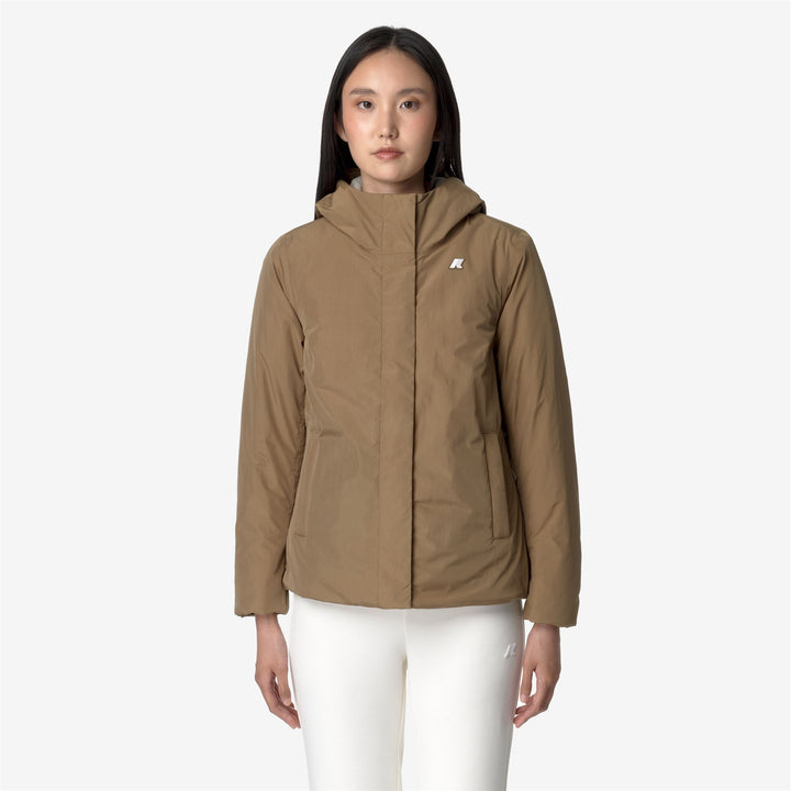 Jackets Woman LIL SOFT TOUCH MARMOTTA Short BROWN C-BEIGE G Dressed Back (jpg Rgb)		