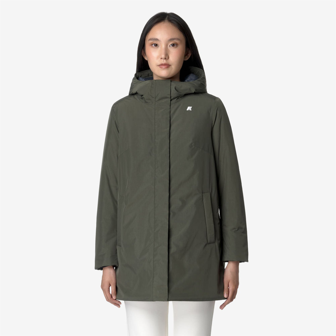 Jackets Woman SOPHIE SOFT TOUCH MARMOTTA Mid GREEN B-BLUE A Dressed Back (jpg Rgb)		