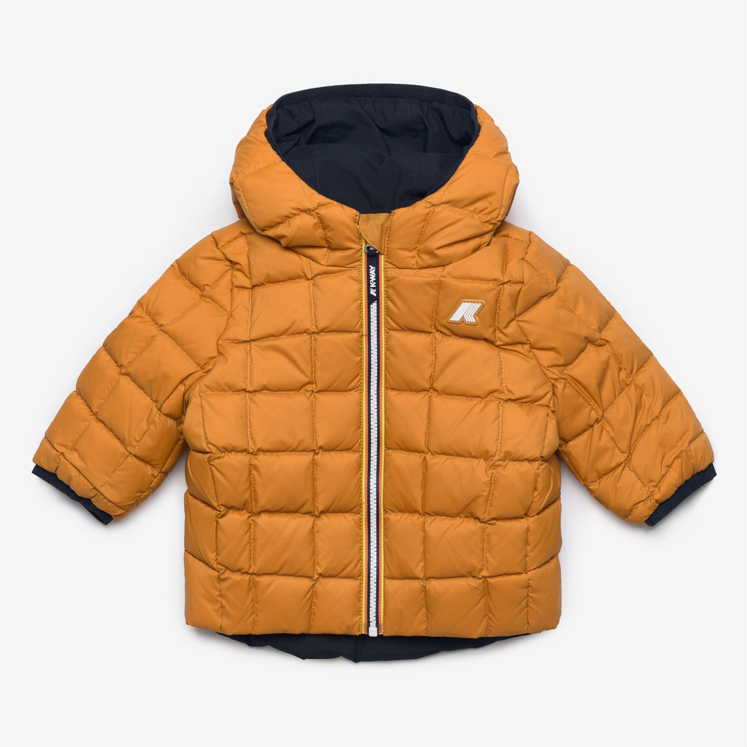 Jackets Kid unisex E. JACK ST THERMO DOUBLE Short BLUE DEPTH - YELLOW INCA Dressed Side (jpg Rgb)		