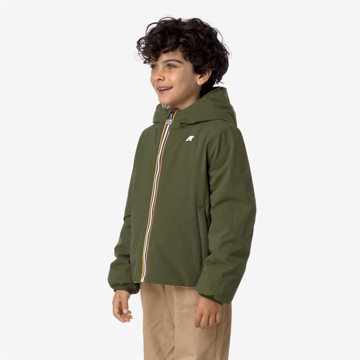 Jackets Boy P. JACK ST WARM REVERSIBLE Short GREEN CYPRESS - BEIGE GREY Detail (jpg Rgb)			