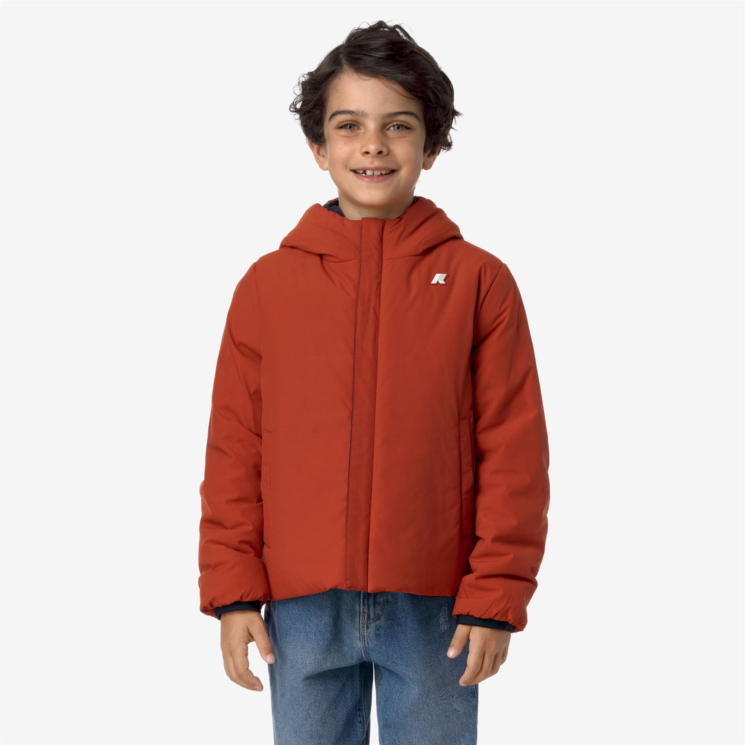 Jackets Boy P. JACK ST WARM DOUBLE Short BLUE DEPTH - RED POMPEIAN Detail Double				