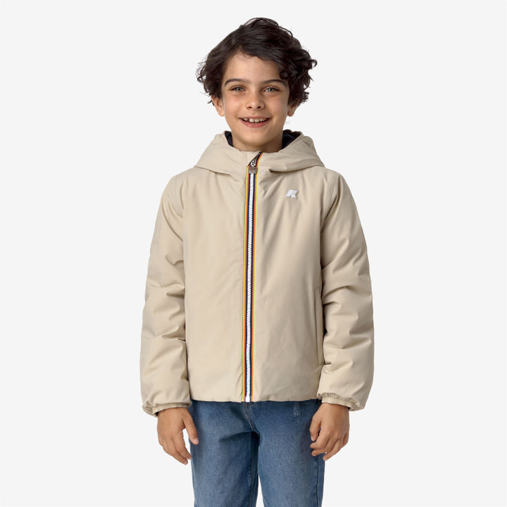 Jackets Boy P. JACK ST WARM REVERSIBLE Short BEIGE G-BLUE D Dressed Back (jpg Rgb)		