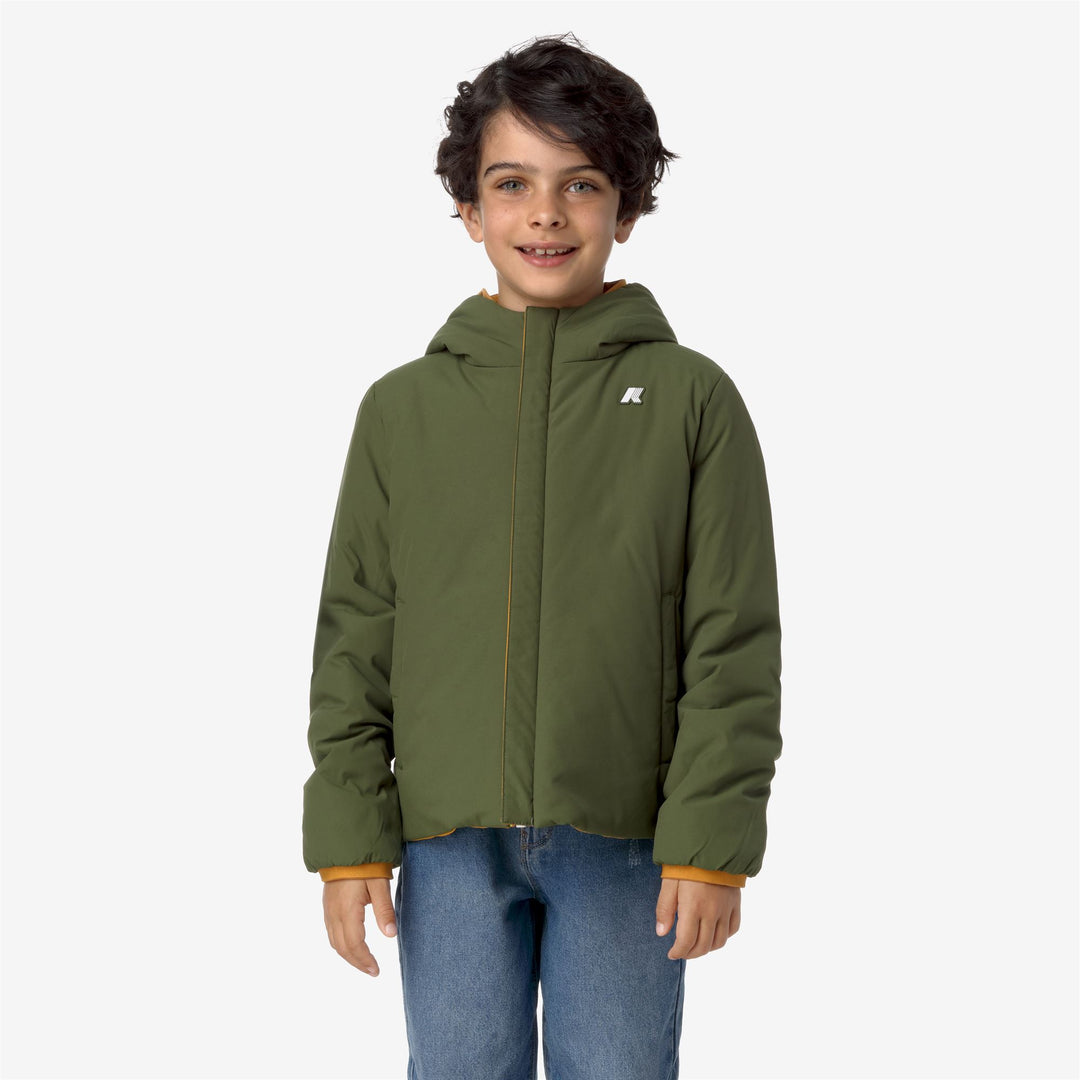 Jackets Boy P. JACK ST WARM REVERSIBLE Short YELLOW INCA - GREEN CYPRESS Detail Double				