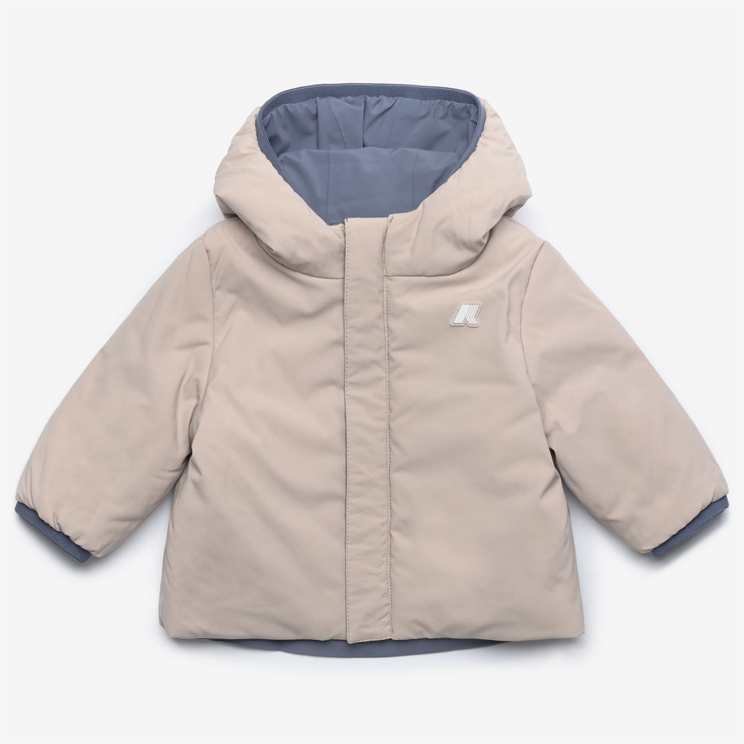 Jackets Kid unisex E. JACK ST WARM REVERSIBLE Short GREY BLUE AVIO - BEIGE GREY Dressed Side (jpg Rgb)		