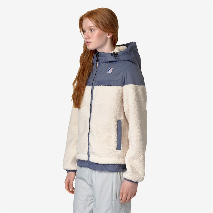 Fleece Unisex LE VRAI 3.0 JILDAZ ORSETTO Jacket ECRU - GREY BLUE AVIO Detail (jpg Rgb)			