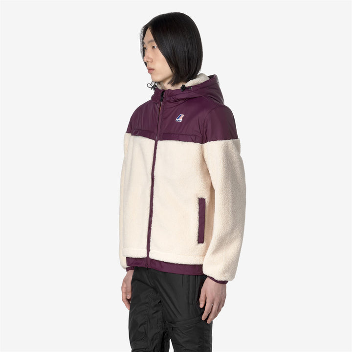 Fleece Unisex LE VRAI 3.0 JILDAZ ORSETTO Jacket ECRU-VIOLET DK PURPLE Detail (jpg Rgb)			