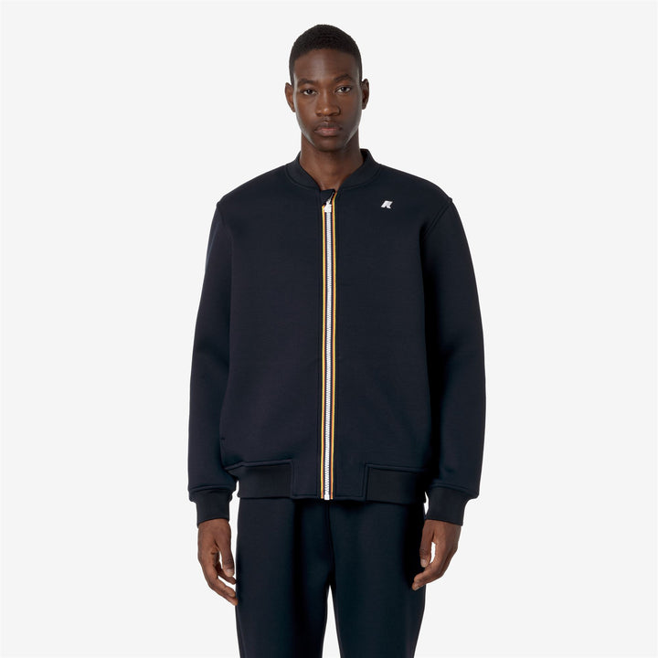 Fleece Man ABEL SPACER Jacket BLUE DEPTH Dressed Back (jpg Rgb)		