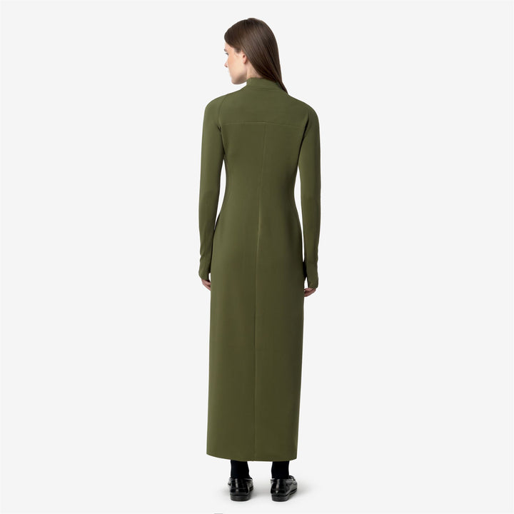 Dresses Woman SHASY SCUBA Long GREEN WINTER Dressed Front Double		