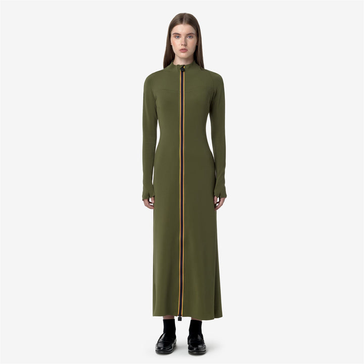 Dresses Woman SHASY SCUBA Long GREEN WINTER Dressed Back (jpg Rgb)		