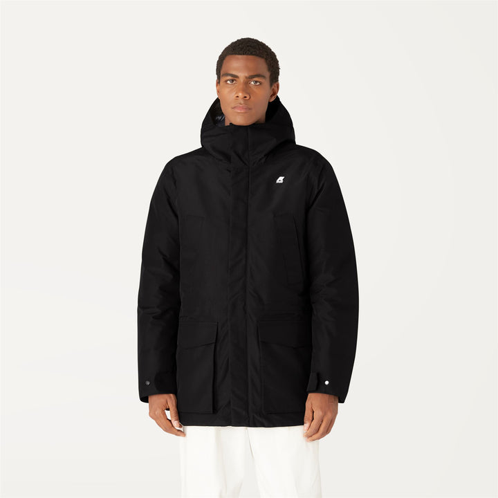 Jackets Man JOSHUA THERMO HEAVY Mid BLACK PURE - BLUE DEPTH Dressed Back (jpg Rgb)		